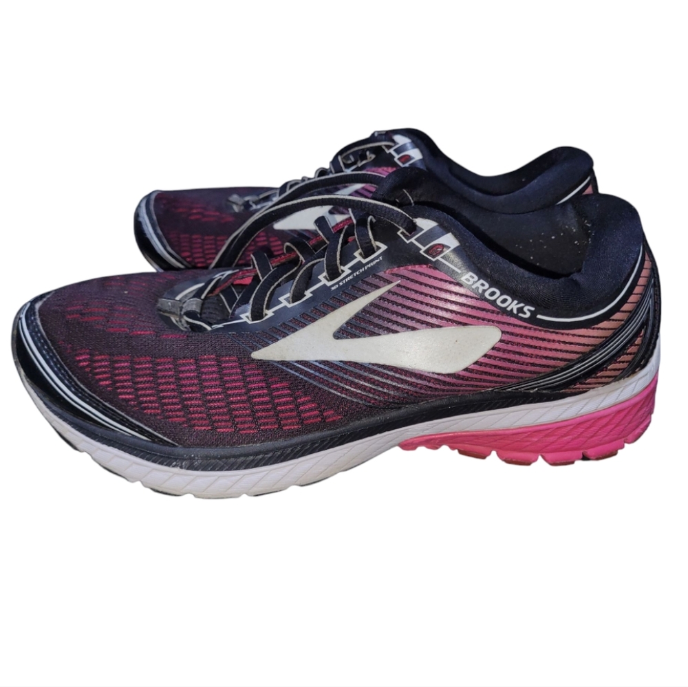 Brooks Ghost 10 Black/Pink/White Running Shoes Size 8.5 Women's